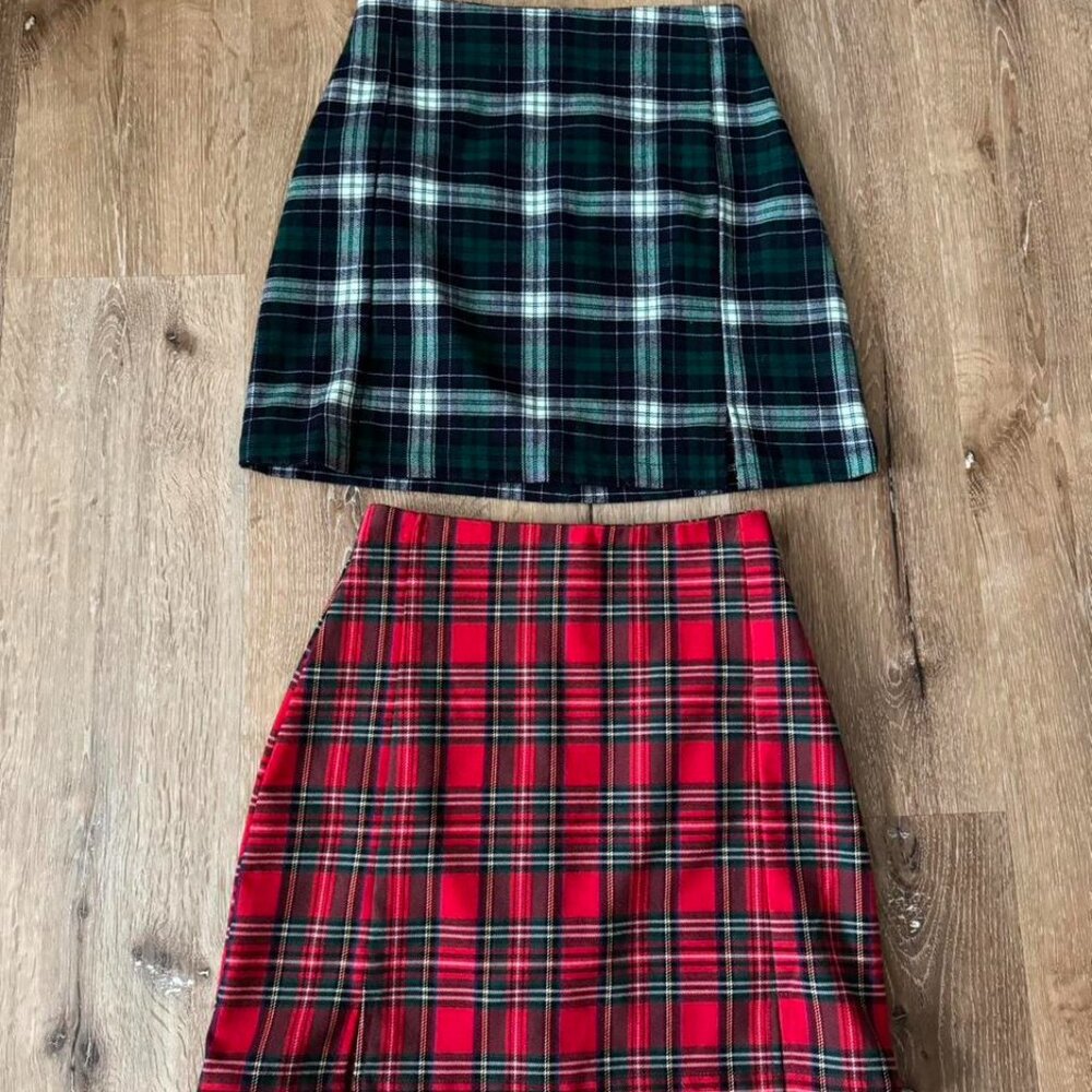 Brandy Melville & John Galt Women skirt‎ set Red & Green Plaid Size OS